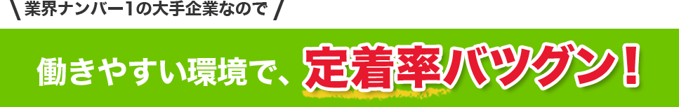 業界No1の大手企業なので好条件で働きやすい